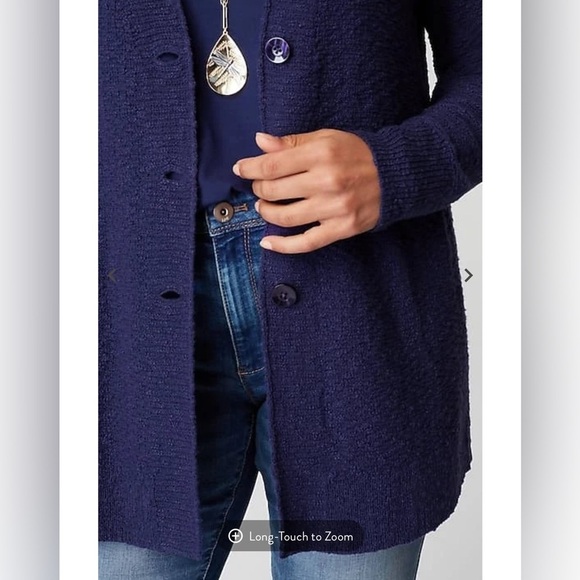 NWT J.Jill Slub-Textured Button-Front Cardigan | Size XL | Rich Purple - Picture 4 of 5